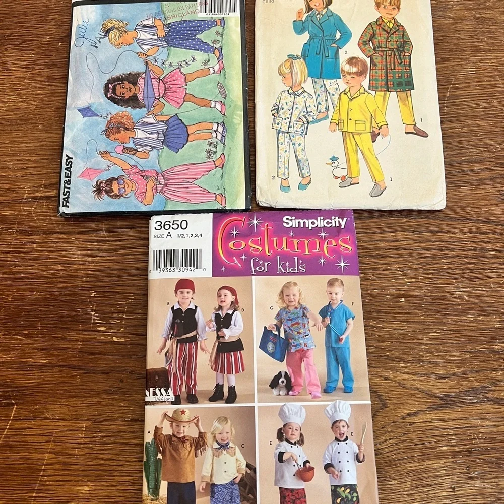 Kids Sewing Pattern Lot – Butterick 5286, Simplicity 8291, Simplicity 3650 –